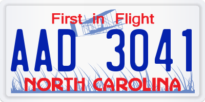 NC license plate AAD3041