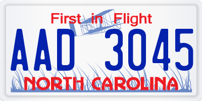 NC license plate AAD3045