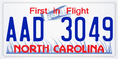 NC license plate AAD3049
