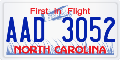 NC license plate AAD3052