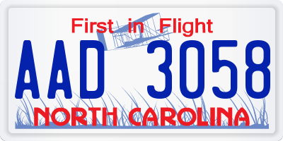 NC license plate AAD3058
