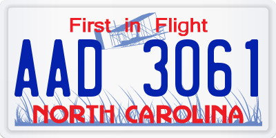 NC license plate AAD3061