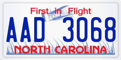 NC license plate AAD3068