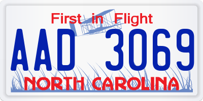 NC license plate AAD3069