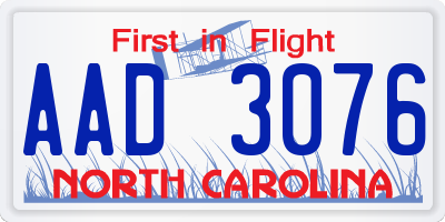 NC license plate AAD3076