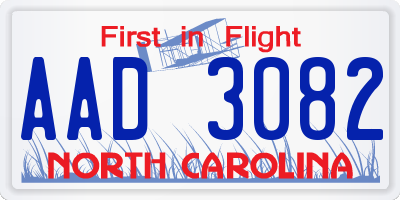 NC license plate AAD3082