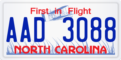 NC license plate AAD3088