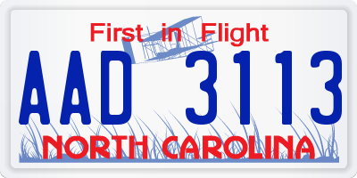 NC license plate AAD3113