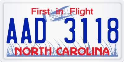 NC license plate AAD3118