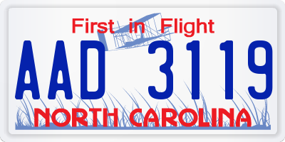 NC license plate AAD3119