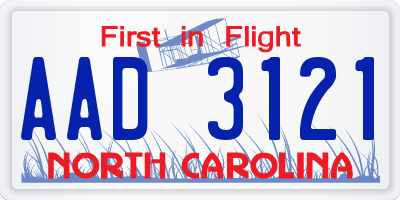 NC license plate AAD3121