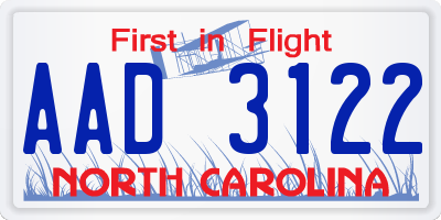 NC license plate AAD3122
