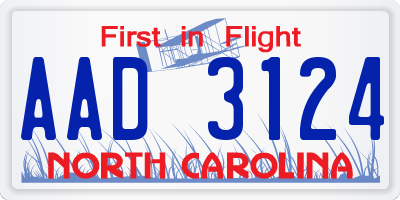 NC license plate AAD3124