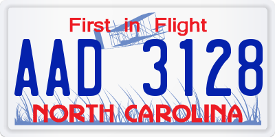 NC license plate AAD3128