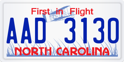 NC license plate AAD3130