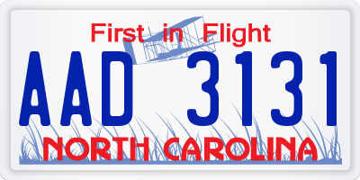 NC license plate AAD3131