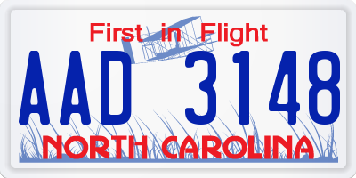 NC license plate AAD3148