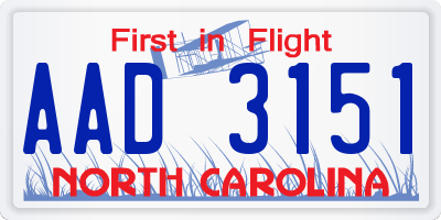 NC license plate AAD3151