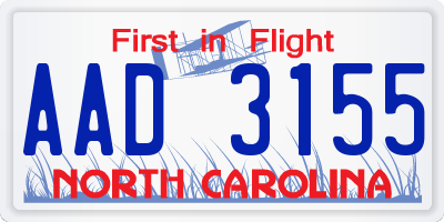 NC license plate AAD3155