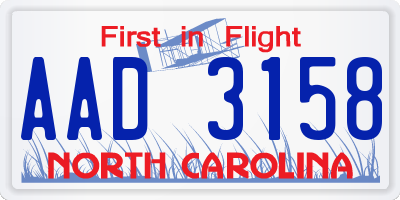 NC license plate AAD3158