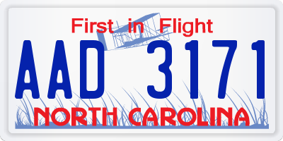 NC license plate AAD3171