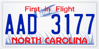 NC license plate AAD3177