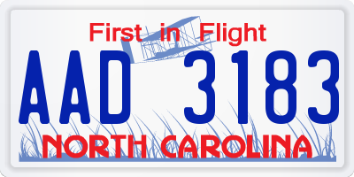 NC license plate AAD3183
