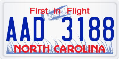 NC license plate AAD3188