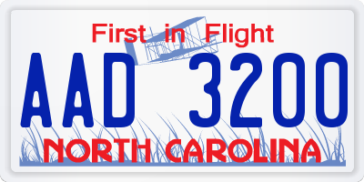 NC license plate AAD3200