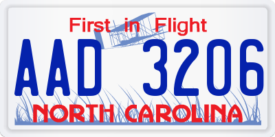 NC license plate AAD3206