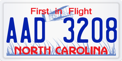 NC license plate AAD3208