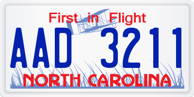 NC license plate AAD3211