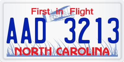 NC license plate AAD3213