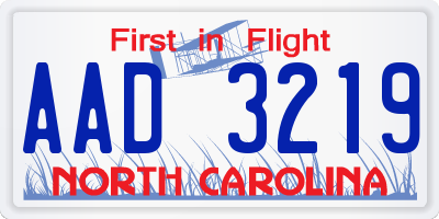 NC license plate AAD3219
