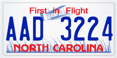 NC license plate AAD3224