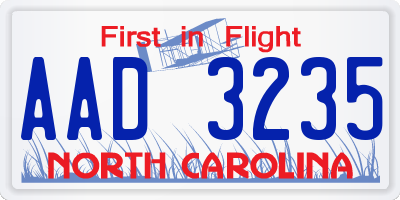 NC license plate AAD3235