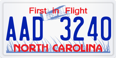 NC license plate AAD3240