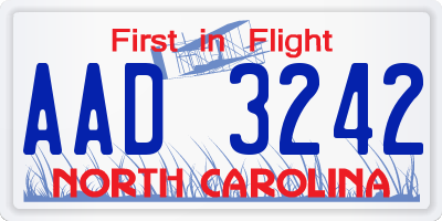 NC license plate AAD3242