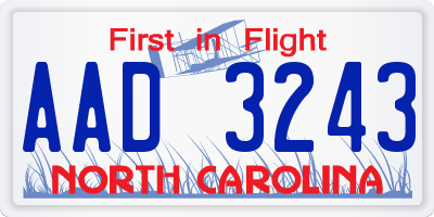 NC license plate AAD3243