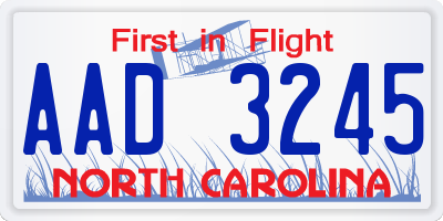 NC license plate AAD3245