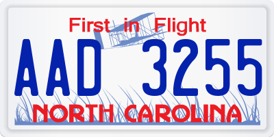 NC license plate AAD3255