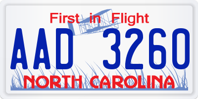 NC license plate AAD3260