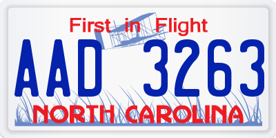 NC license plate AAD3263