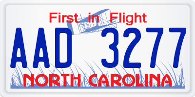 NC license plate AAD3277