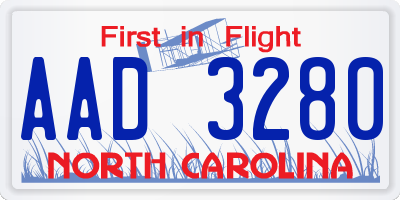 NC license plate AAD3280