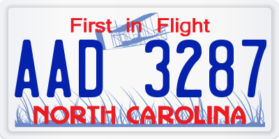 NC license plate AAD3287