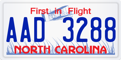 NC license plate AAD3288