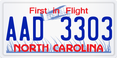 NC license plate AAD3303