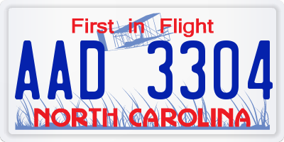 NC license plate AAD3304