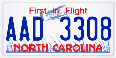NC license plate AAD3308